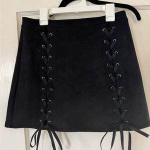 Black Lace-Up Skirt